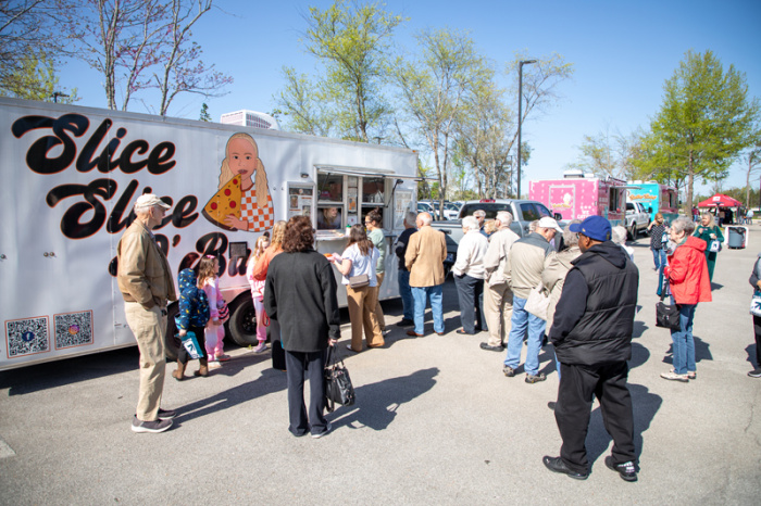 Members waiting in line for food truck at Annual Meeting