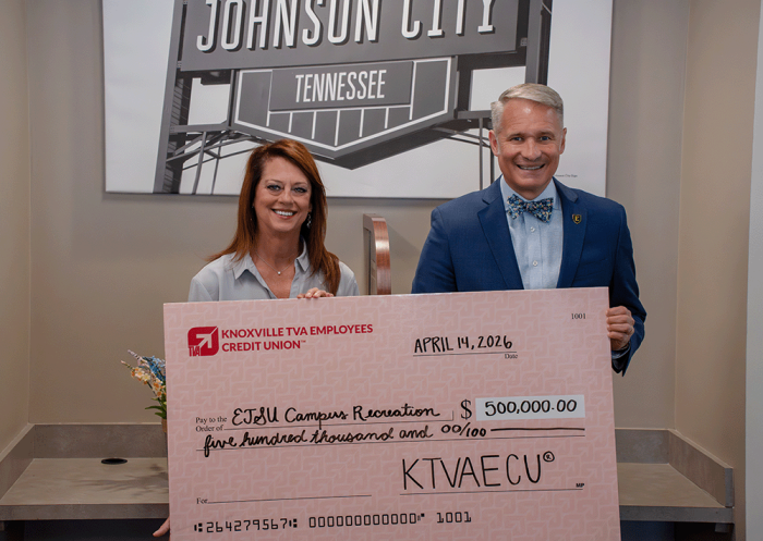 KTVAECU presenting the sponsorship check.