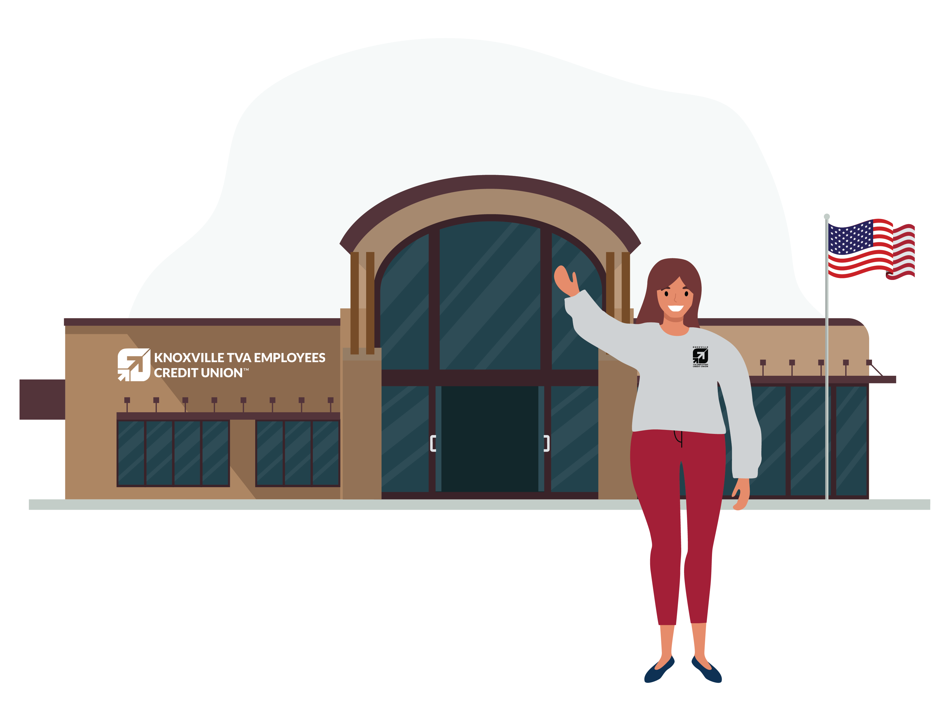 Lady Waving in front of branch