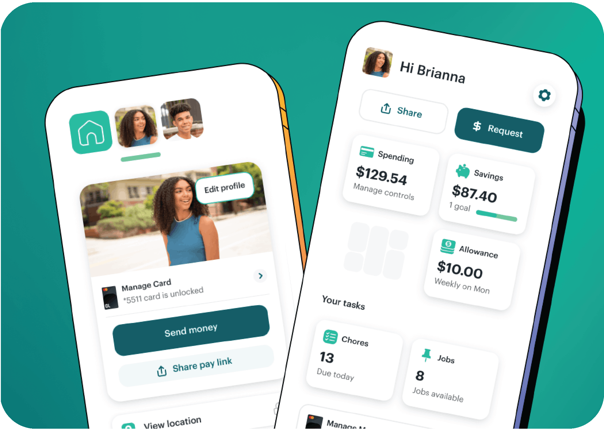 Greenlight profile and homepage on a phone screen