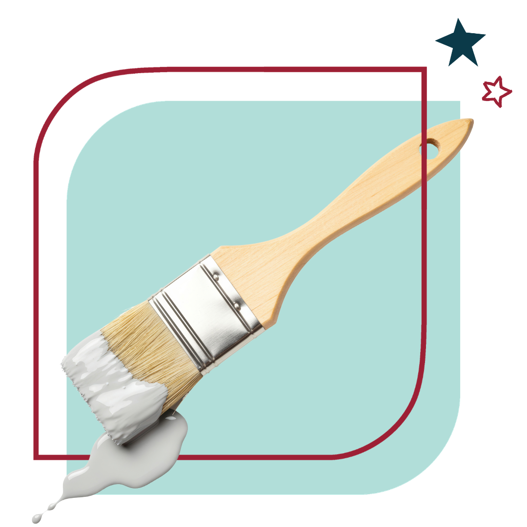 A paintbrush with white paint