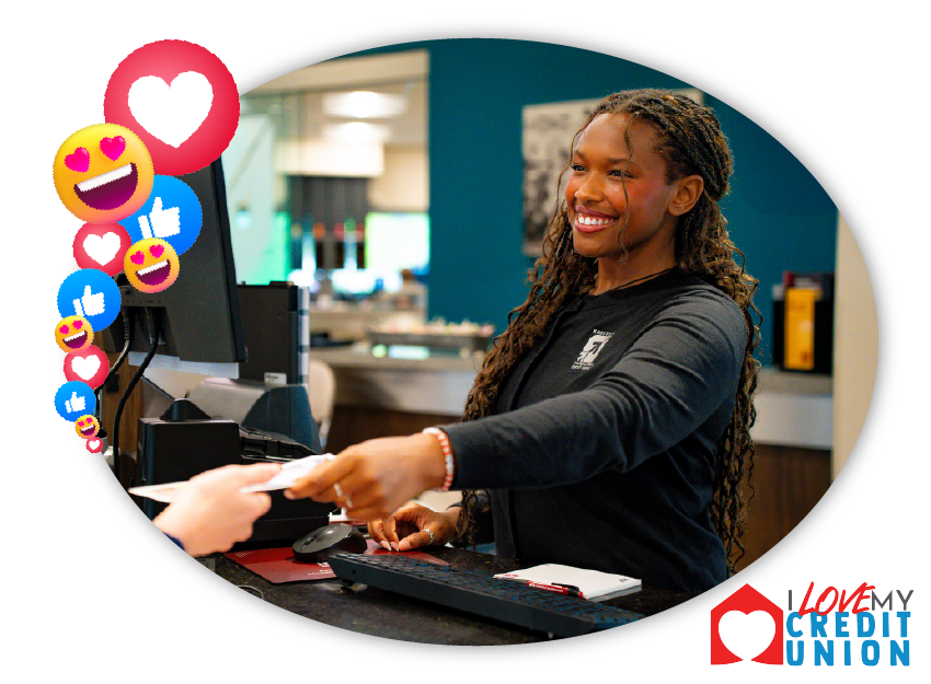 KTVAECU Employee interacting with Member and smiling