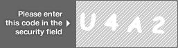 captcha code for visual authentication  letter U number 4 letter A number 2