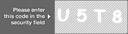 captcha code for visual authentication  letter U number 5 letter T number 8