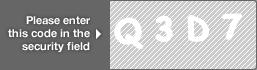 captcha code for visual authentication  letter Q number 3 letter D number 7