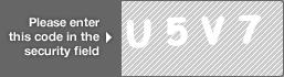 captcha code for visual authentication  letter U number 5 letter V number 7