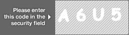 captcha code for visual authentication  letter A number 6 letter U number 5