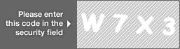 captcha code for visual authentication  letter W number 7 letter X number 3