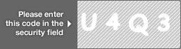 captcha code for visual authentication  letter U number 4 letter Q number 3