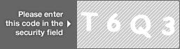 captcha code for visual authentication  letter T number 6 letter Q number 3