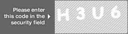 captcha code for visual authentication  letter H number 3 letter U number 6