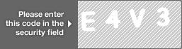 captcha code for visual authentication  letter E number 4 letter V number 3