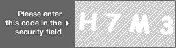 captcha code for visual authentication  letter H number 7 letter M number 3