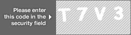 captcha code for visual authentication  letter T number 7 letter V number 3