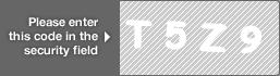 captcha code for visual authentication  letter T number 5 letter Z number 9