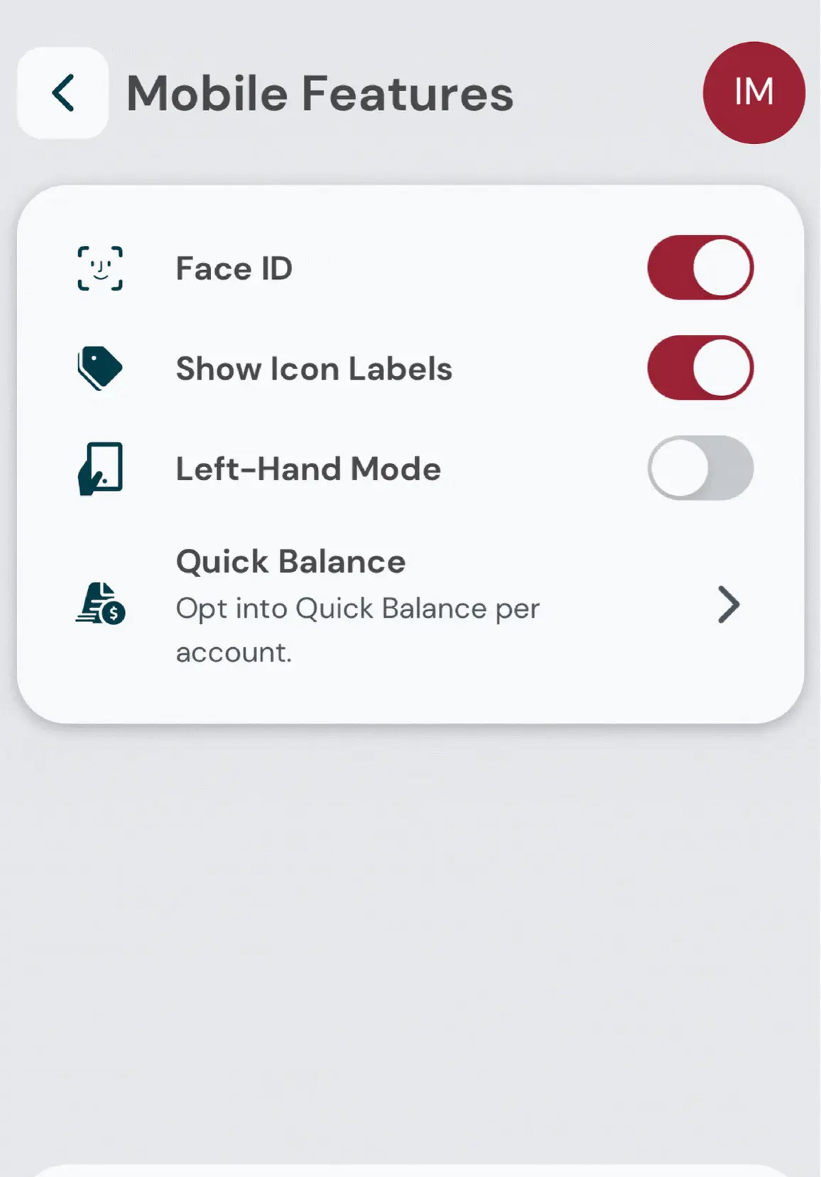 Quick Balance Screen