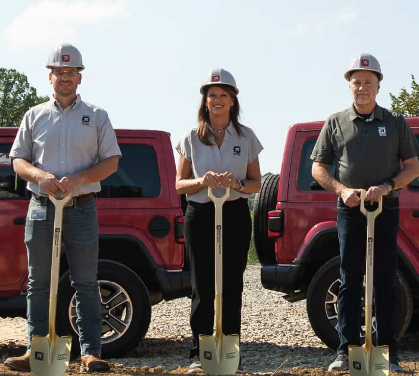 KTVAECU Employees standing at Strawberry Plains groundbreaking holding shovels