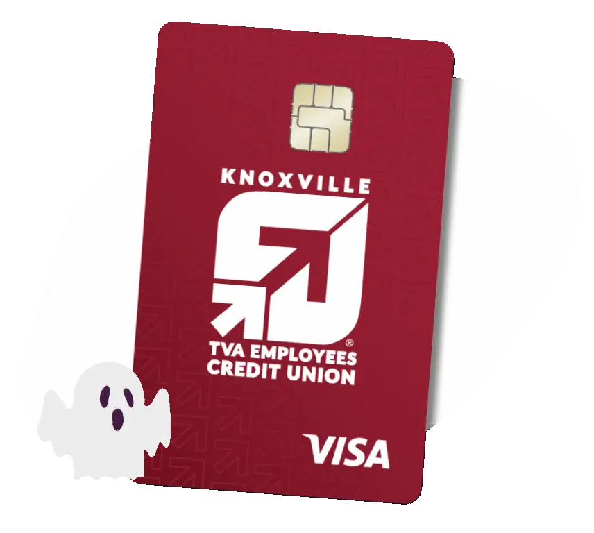 KTVAECU Consumer Credit Card with ghost floating in the front