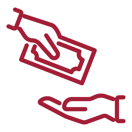Hand giving over dollar icon