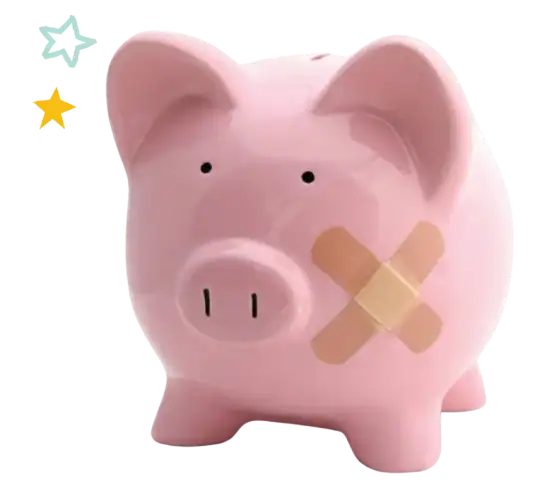 piggy bank with a band aid on its cheek