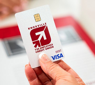 KTVAECU Debit Card held in-hand.