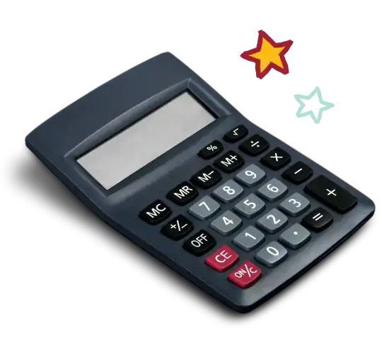 Calculator surrounded by star icons