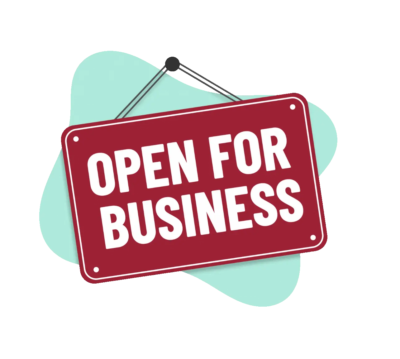 Open for business sign