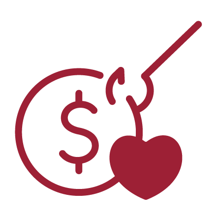 coin with a hook and heart icon