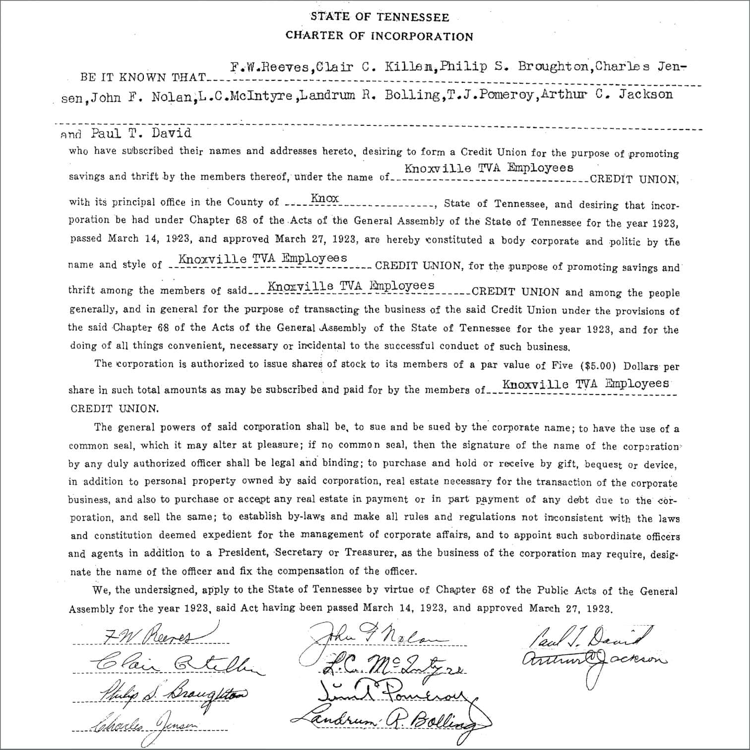 Our founding charter.